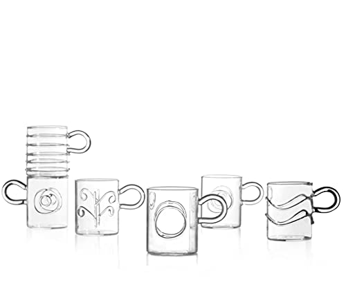 Ichendorf Milano Vetro Borosilicato Set 6 Tazze Caffè Collezione Decò, 0.05 Chilogrammi