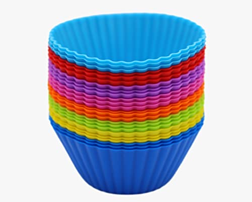 24X Stampi Per Muffin In Silicone - Stampi Per Muffin In Silicone Rotondi - Forme Per Cupcake - Stampini Per Muffin In Silicone Privi Di Bpa - Riutili
