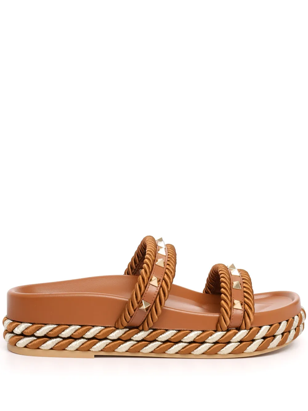 Valentino Garavani Sandali slides Rockstud - Marrone