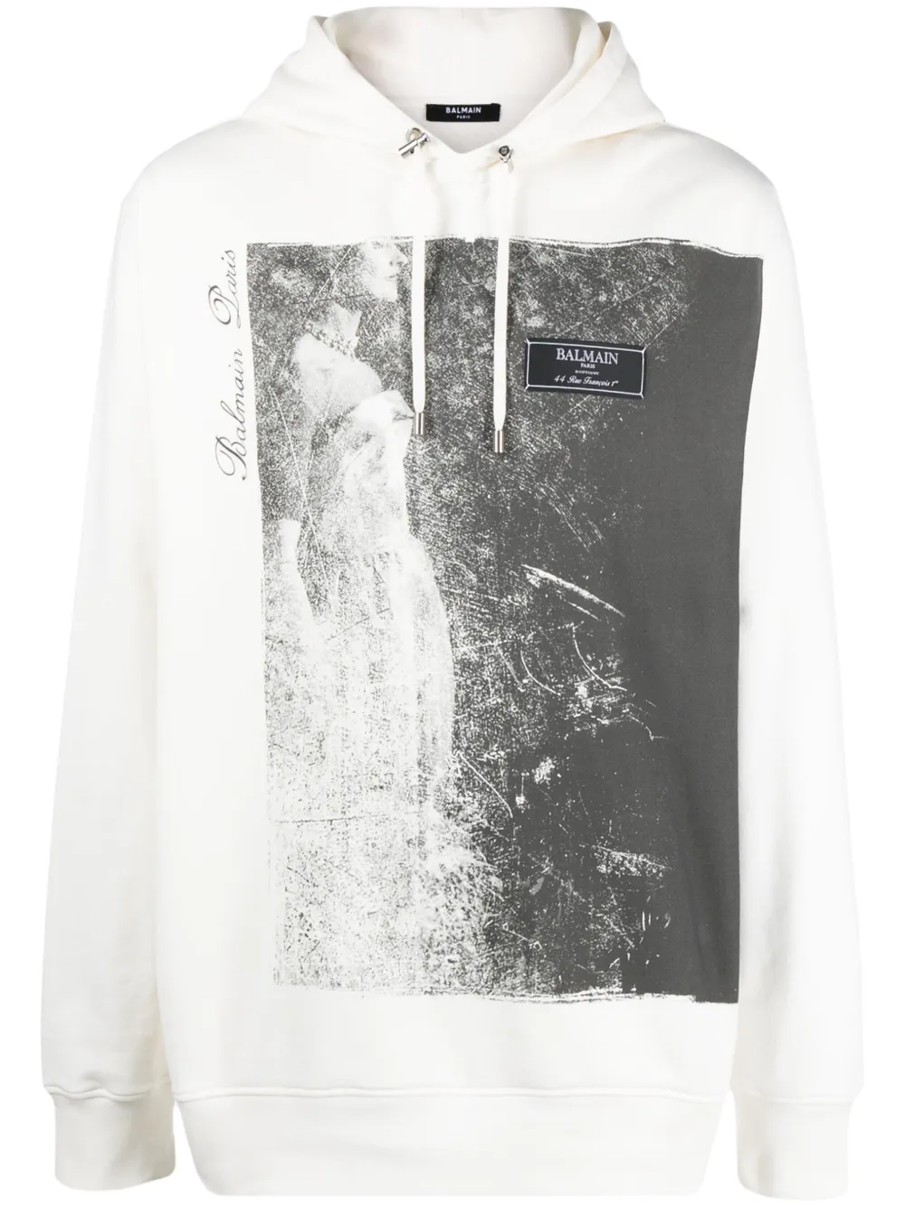 Balmain Felpa Jolie Madame con cappuccio - Bianco