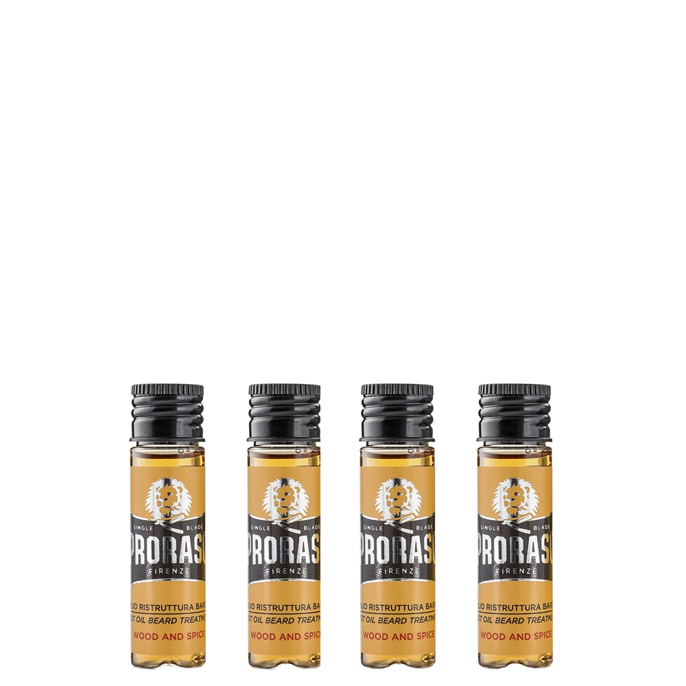 Olio Ristruttura Barba Wood And Spice Flaconi 4X17ml Proraso Uomo