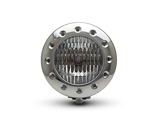 Alchemy Parts Moto 5" Faro 12V 55W - Lucidato Lega Con Forati Lunetta Per Custom Retrò Vintage Stile Personalizzazione Moto