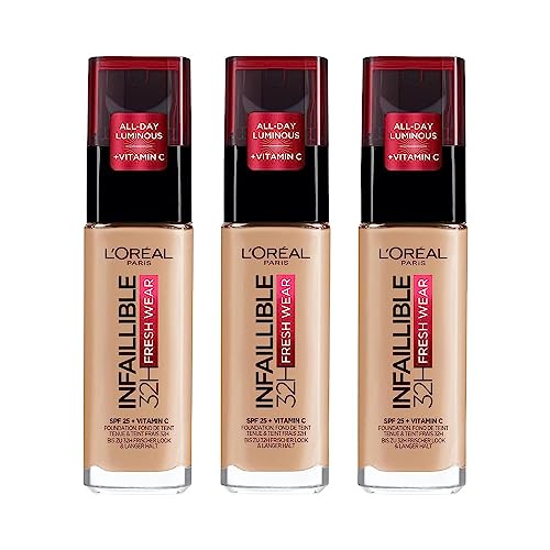 L'Oréal Paris Grundierung Infaillible 24H Fresh Wear Make-Up 140 Golden Beige, Confezione Da 3 (3 X 30 Ml)