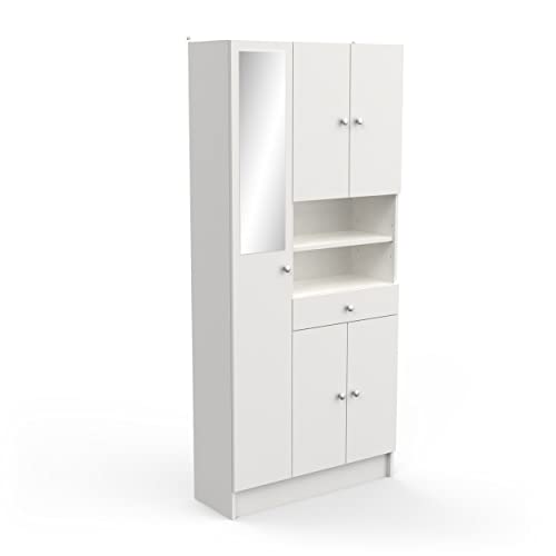 13Casa - Flounder A1 - Mobile Bagno. Dim: 82X32X180 H Cm. Col: Bianco. Mat: Melamina.