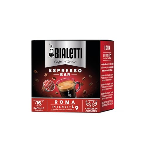 Bialetti Caffè D'Italia, Box 16 Capsule, Roma, Intensità 9, Compatibili Con Macchine Bialetti Sistema Chiuso, 100% Alluminio
