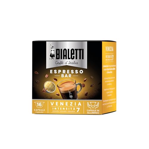 Bialetti Caffè D'Italia, Box 16 Capsule, Venezia, Intensità 7, Compatibili Con Macchine Bialetti Sistema Chiuso, 100% Alluminio