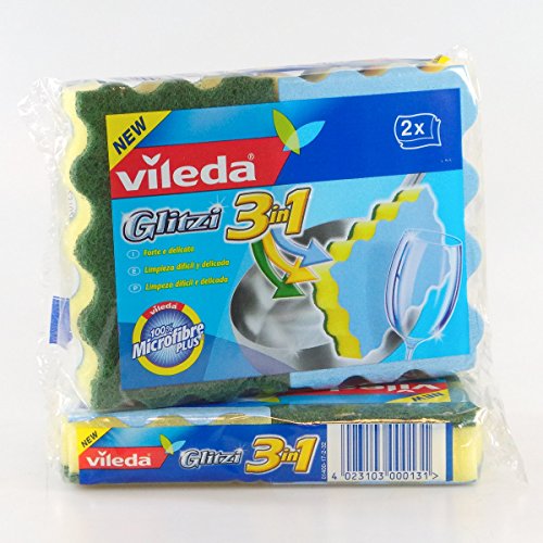 10 X Vileda Spugna Glitzi 3 In 1 2 Pezzi
