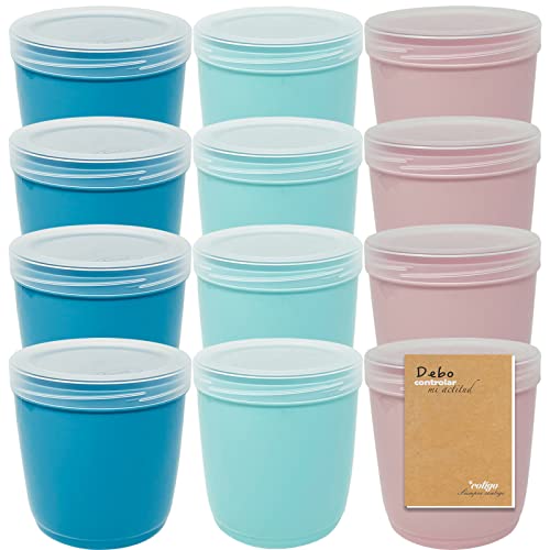 Codil Confezione Da 12 Scatole Rotonde Piccole Riutilizzabili In Plastica Senza Bpa Con Coperchio Per Lavastoviglie, Freezer E Microonde, Colore: Rosa