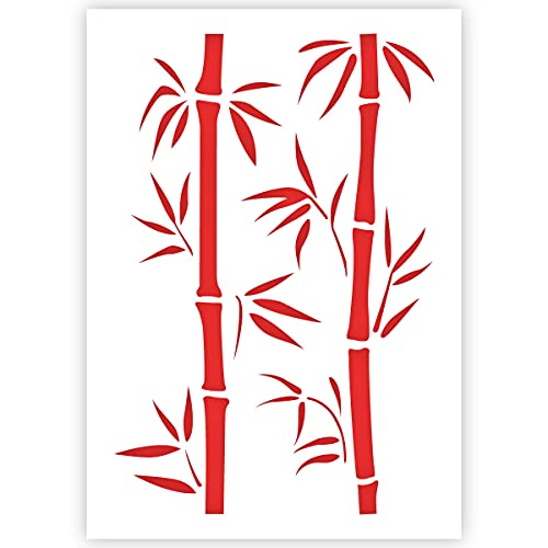 Qbix Stencil Di Bambù - Stencil Di Rami Di Bambù - Stencil Di Foglie Di Bambù - Formato A5 - Stencil Riutilizzabile Per Bambini Fai-Da-Te Per Pittura,