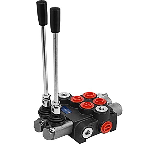 Mophorn Hydraulic Valve 2 Spool Hydraulic Directional Control Valve 11Gpm Hydraulic Control Valve Double Acting For Tractors Loaders Tanks, Nero