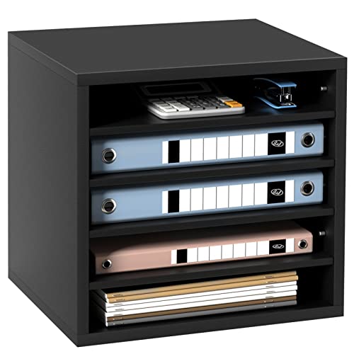 Vevor Organizzatore Per Documenti In Legno 5 Scompartimenti Nero Carico Singolo 10 Kg Rimovibili E Regolabili, Portadocumenti 35,5 X 30,5 X 33 Cm Per