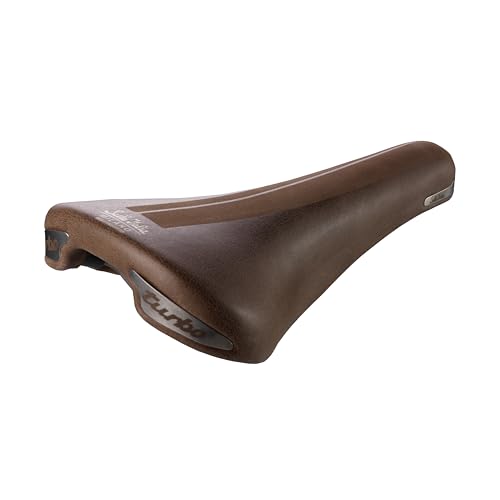 Selle Italia Turbo Bullitt - Sella Classica Per Bicicletta Stile Vintage, Retrò, City Biky E Bici Da Città, Cover In Vera Pelle E Telaio In Fec Alloy