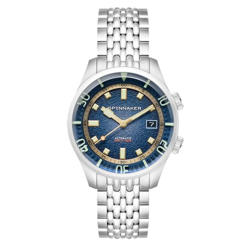 Spinnaker Mens 42Mm Bradner Automatic Pacific Blue 3 Hands Watch With Stainless Steel Bracelet Sp-5062-22