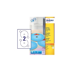 Etichette full-face per CD/DVD Avery - bianco - 2 etichette- 25 fogli