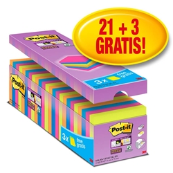 Value Pack Post-it® Super Sticky-76x76 mm-assortiti-conf. 21+3 GRATIS