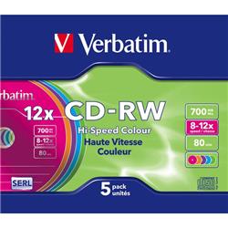 CD Verbatim - CD-RW - Jewel case - 4x12x - conf. 5