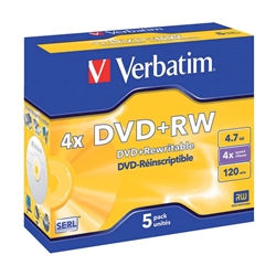 DVD Verbatim - DVD+RW - 4 7GB - 4x - Jewel case 43229 - conf. 5