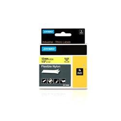 Nastro Dymo Rhino - 12 mm - nylon flessibile - nero/giallo