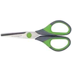 Forbici Q-Connect Softgrip grigio/verde 14 cm E-35250 IA - conf. 6