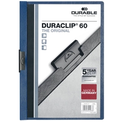 Cartellina con clip Durable Duraclip-A4-dorso 6 mm-capacità 60ff-blu