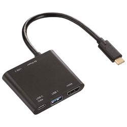 Adattatore Multiport HAMA 4in1 USB C / 2xUSB A  USB Type C  HDMI nero
