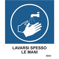 Adesivo Markin "Lavarsi spesso le mani"-12 5x15 2 cm-conf.2