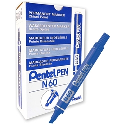 Marcatore N60 Pentel Pen-scalpello-tratto 2 5-7 mm-blu-conf. 12