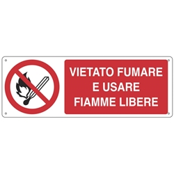 Cartello di divieto-33 3x50 cm-"Vietato fumare e usare fiamme libere"