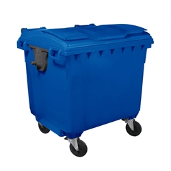 Bidone carrellato Mobil Plastic 770 lt con coperchio blu