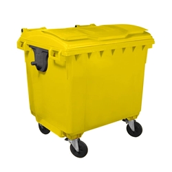 Bidone carrellato Mobil Plastic 770 lt con coperchio giallo