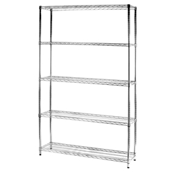 Scaffale 5 ripiani Serena Group acciaio cromato 120x35x200 cm grigio
