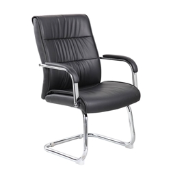 Poltrona d'attesa slitta Serena Group braccioli rivestimento PU nero