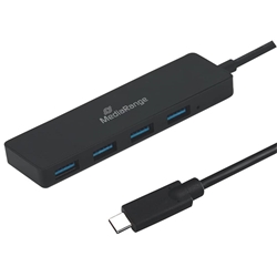 Hub C USB 3.0 - Media Range - 4 porte - nero