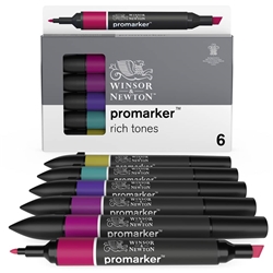 Set 6 pennarelli promarker - Winsor&Newton doppia punta assortiti
