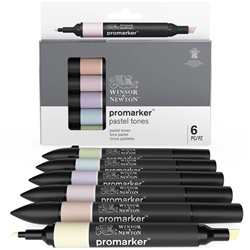 Set 6 pennarelli promarker - Winsor&Newton - doppia punta assortiti