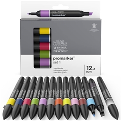 Set 12 pennarelli promarker + blender Winsor&Newton assortiti