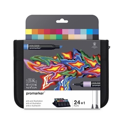 Set 24 pennarelli promarker + blender Winsor&Newton assortiti