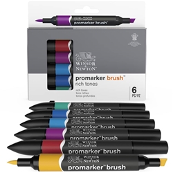 Set 6 pennarelli promarker - Winsor&Newton - doppia punta assortiti