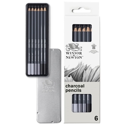 Scatola 6 matite in carboncino - Winsor&Newton - nero