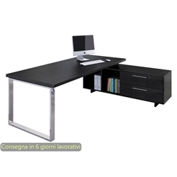 Scrivania manageriale - Artexport 195x170xH.74 nero venato frassino