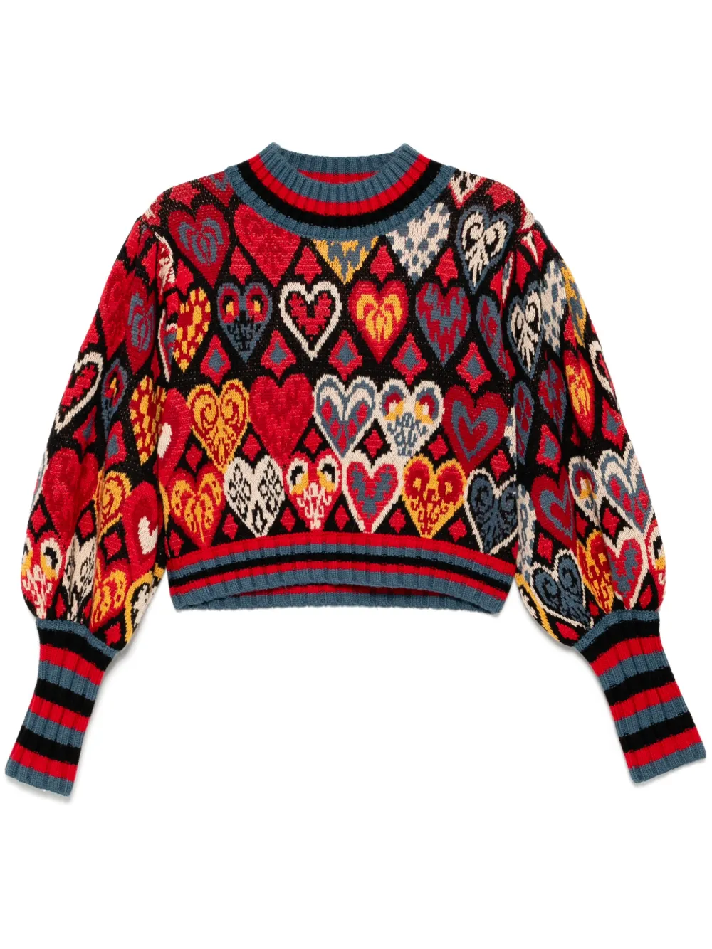 FARM Rio Maglione con motivo ikat a cuori - Rosso