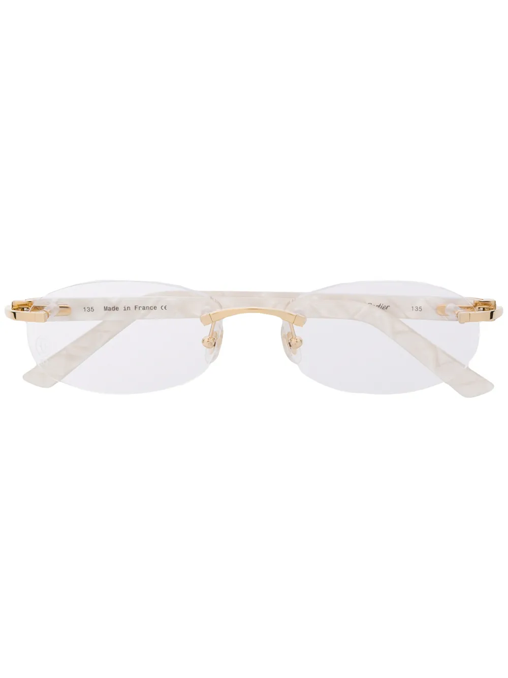Cartier Eyewear Occhiali ovali con montatura a giorno C Décor - Bianco