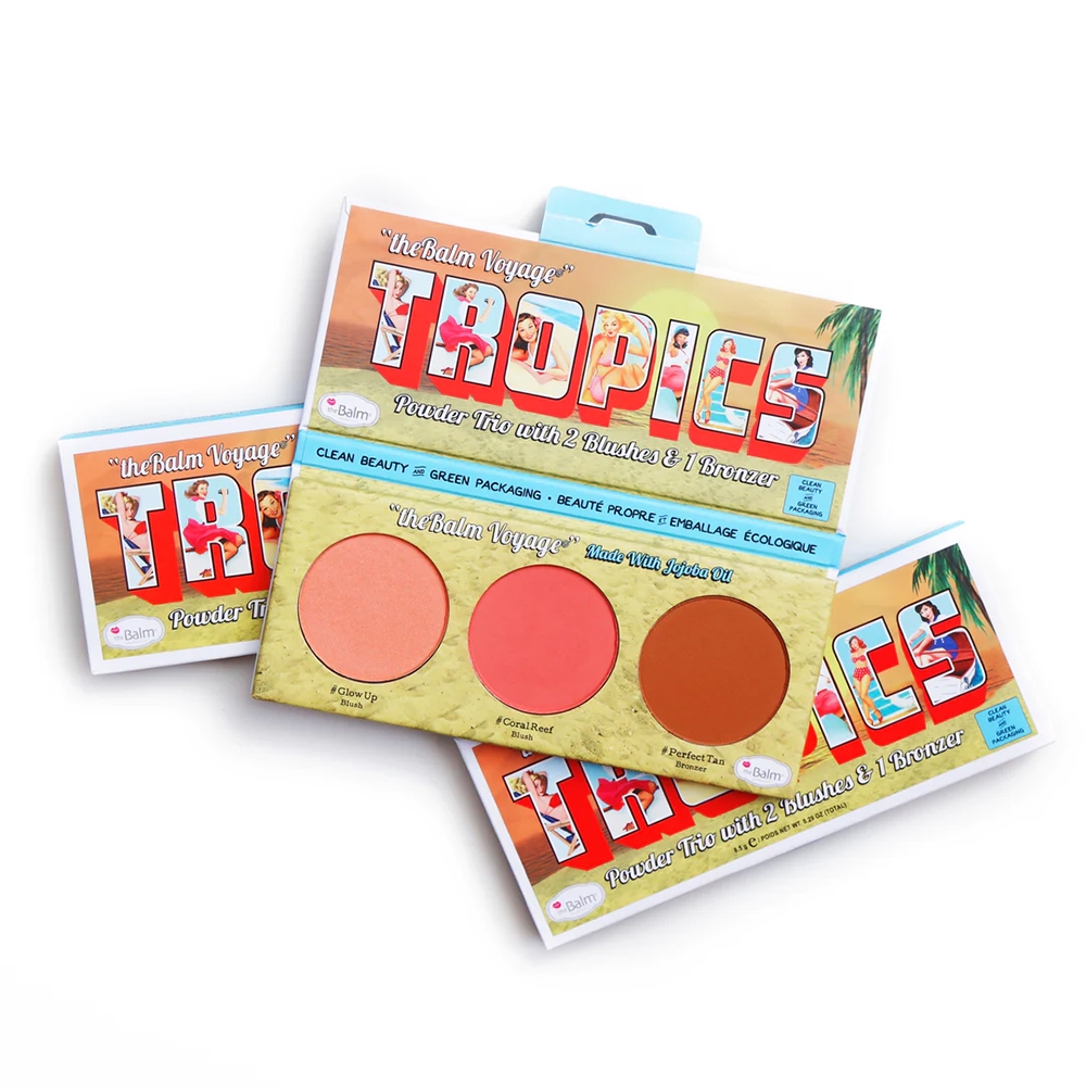Vacy Tropics Powder Trio Blush GlowUp + CoralReef + Bronzer PerfectTan 8,5 gr The Balm