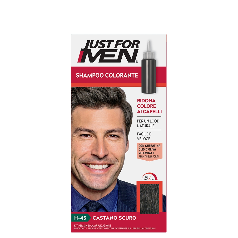 Shampoo Colorante 45 Castano Scuro Kit Just For Men