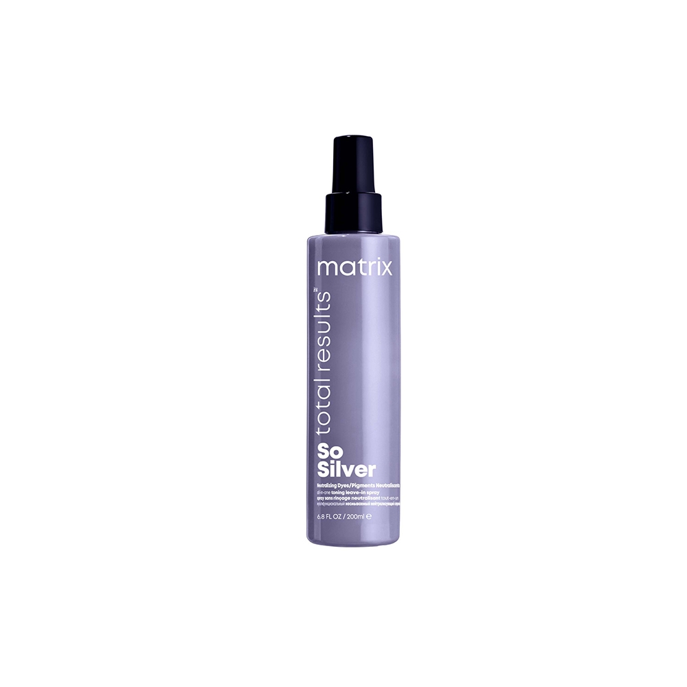 Total Results So Silver Neutralizing Dyes Spray Trattamento Anti-giallo per capelli biondi, grigi e platino 200 ml Spray Matrix