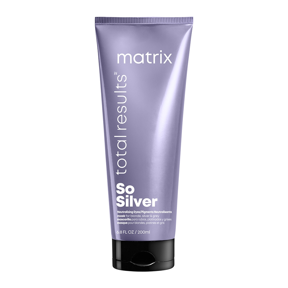 Total Results So Silver Maschera Anti-giallo per capelli biondi, grigi e platino 200 ml Tubetto Matrix