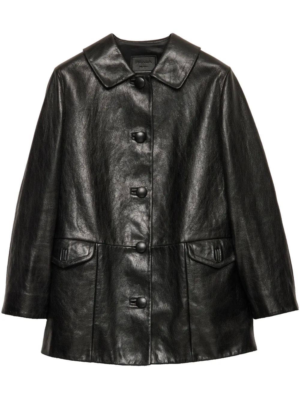 Prada button-up leather jacket - Nero