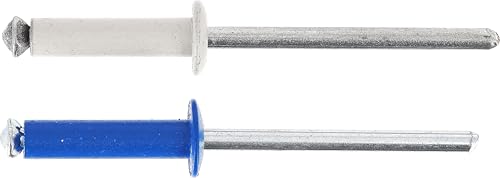 Restagraf - Rivetti Sbocciati Blu, Bianchi Per Piastre Immatricolazione - Diametro 4 Mm - Lunghezza 26 Mm - Rif. 225107 - Blister Da 8