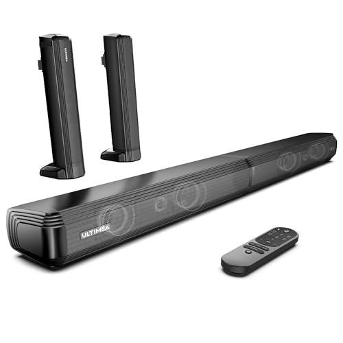 Ultimea Soundbar 2.2Ch Per Tv, Soundbar Staccabile 2 In 1 Per Tv, Soundbar Tv Bluetooth 5.3, 3 Modalità Di Equalizzazione E Altoparlanti Tv Regolabili