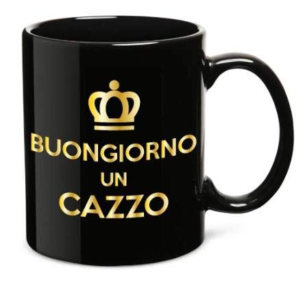 Piu Forty Tazza Mug In Ceramica Nera Buongiorno Un Cazzo